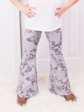 Kids Gray Butterfly Yoga Pants